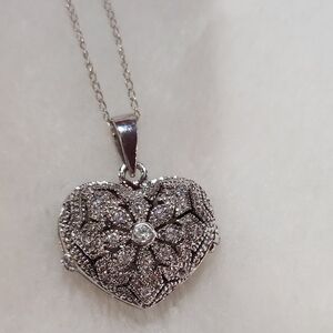 Silver Heart Locket Necklace